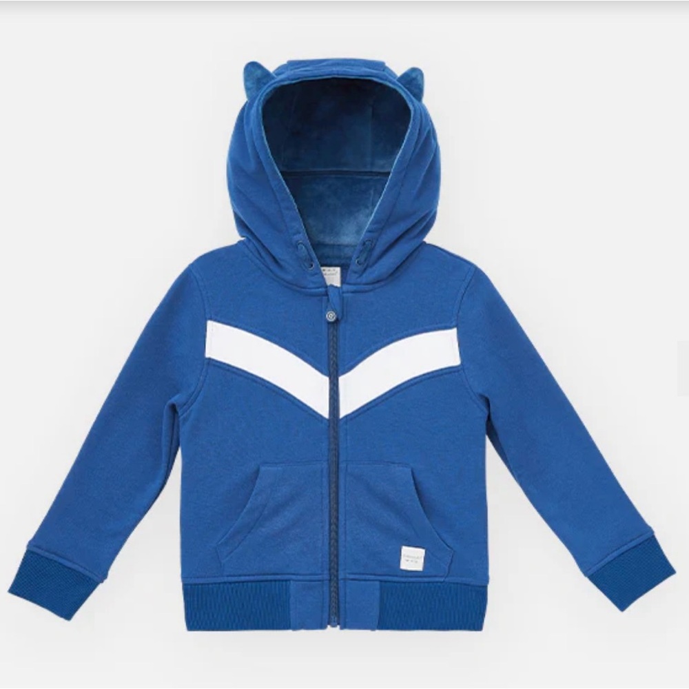 Cubcoats Raccoon 2-in-1 Plushie Zip-Up Hoodie - Size 3T Blue Toddler Sweatshirt